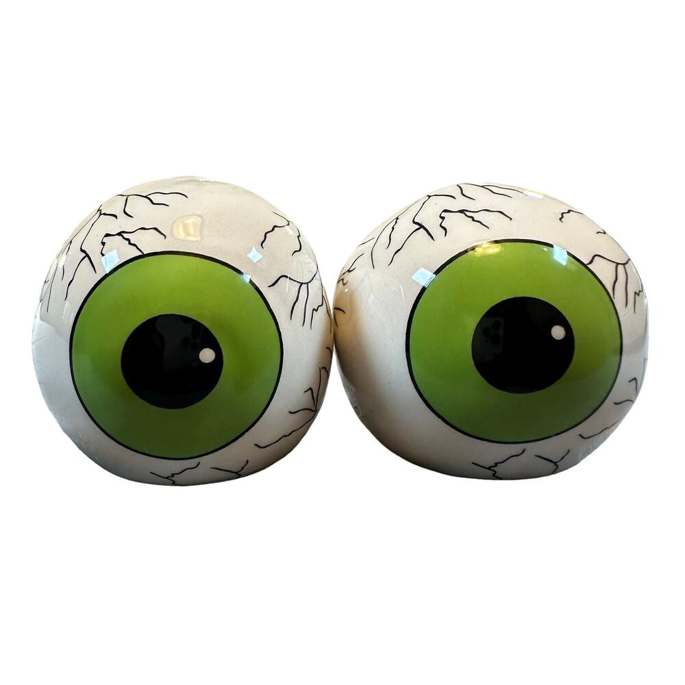 Blue Sky Clayworks Green Eyeballs Salt Pepper Shakers Set